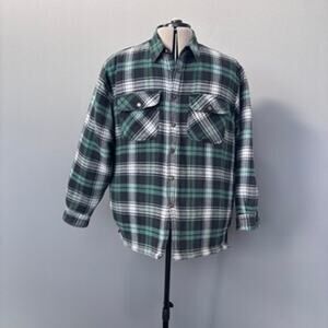 Canyon Guide Outfitters Vintage Green and Black Plaid Work Shirt Jacket XL